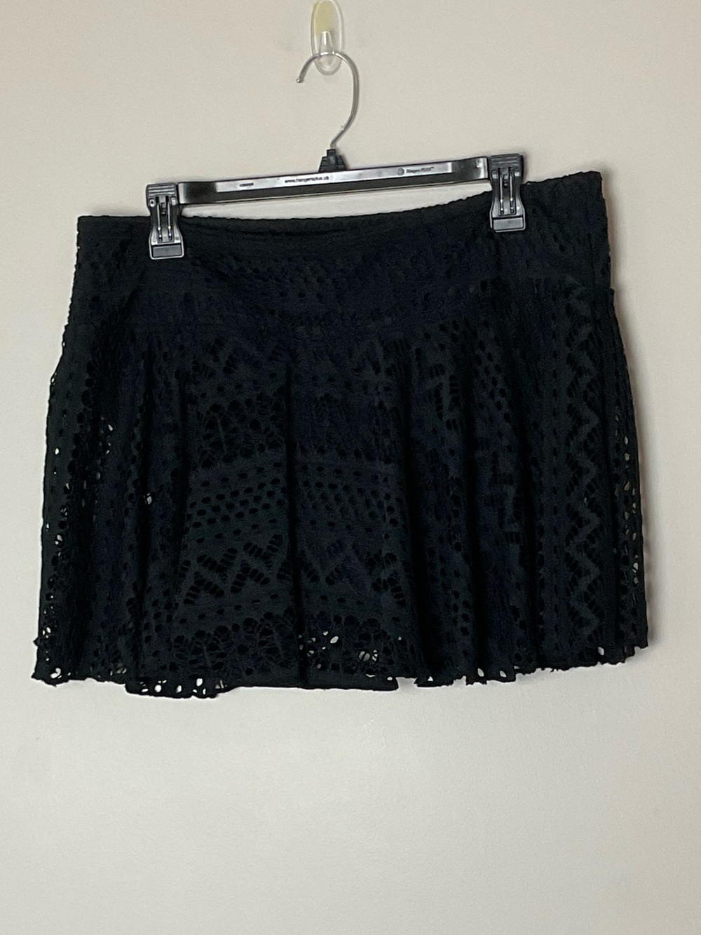 Black Lace Mini Skirt Low-Rise Built in Bottoms Boho Feminine Whimsygoth Goth XL